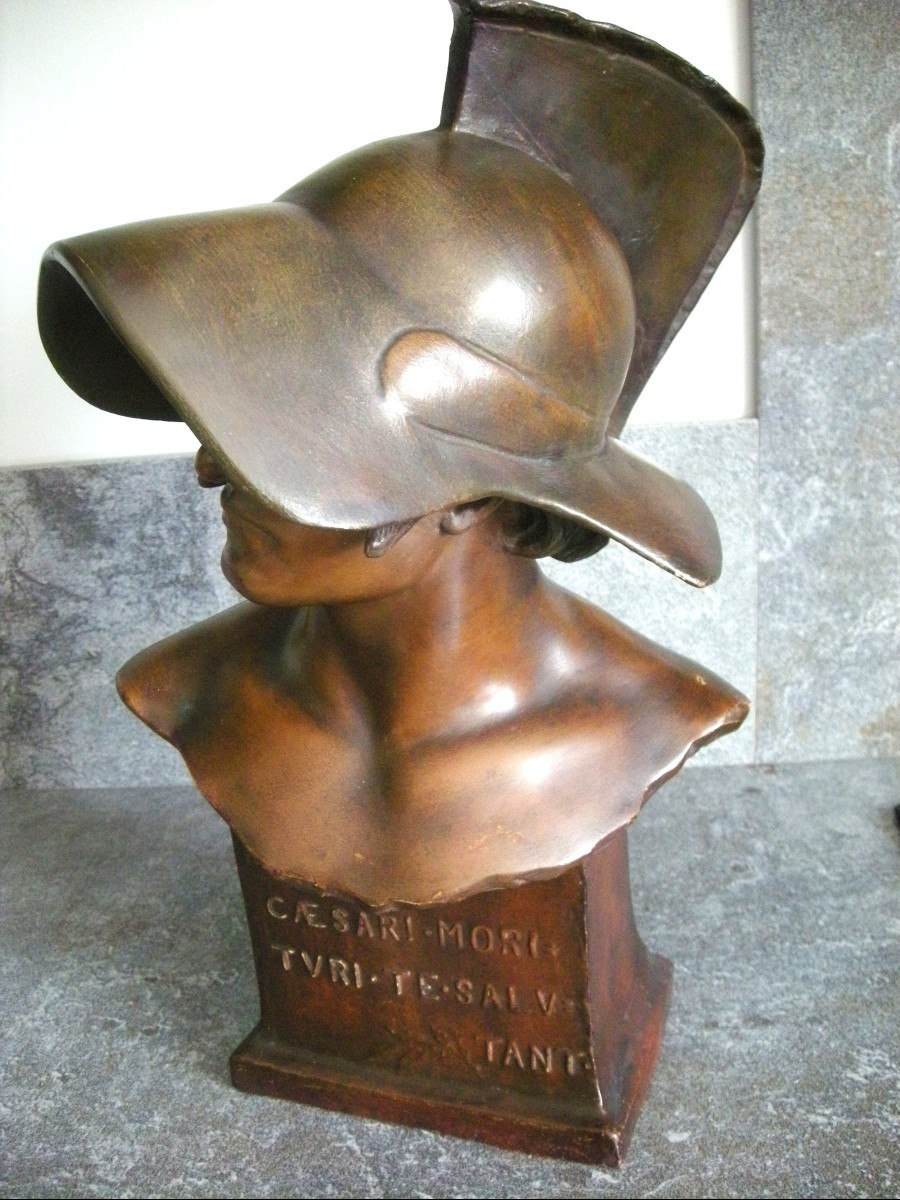 Terracotta Bust "gladiator Helmet" By Goldscheider-photo-7