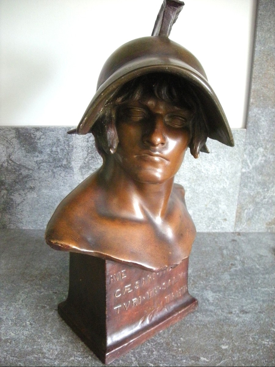 Terracotta Bust "gladiator Helmet" By Goldscheider-photo-8