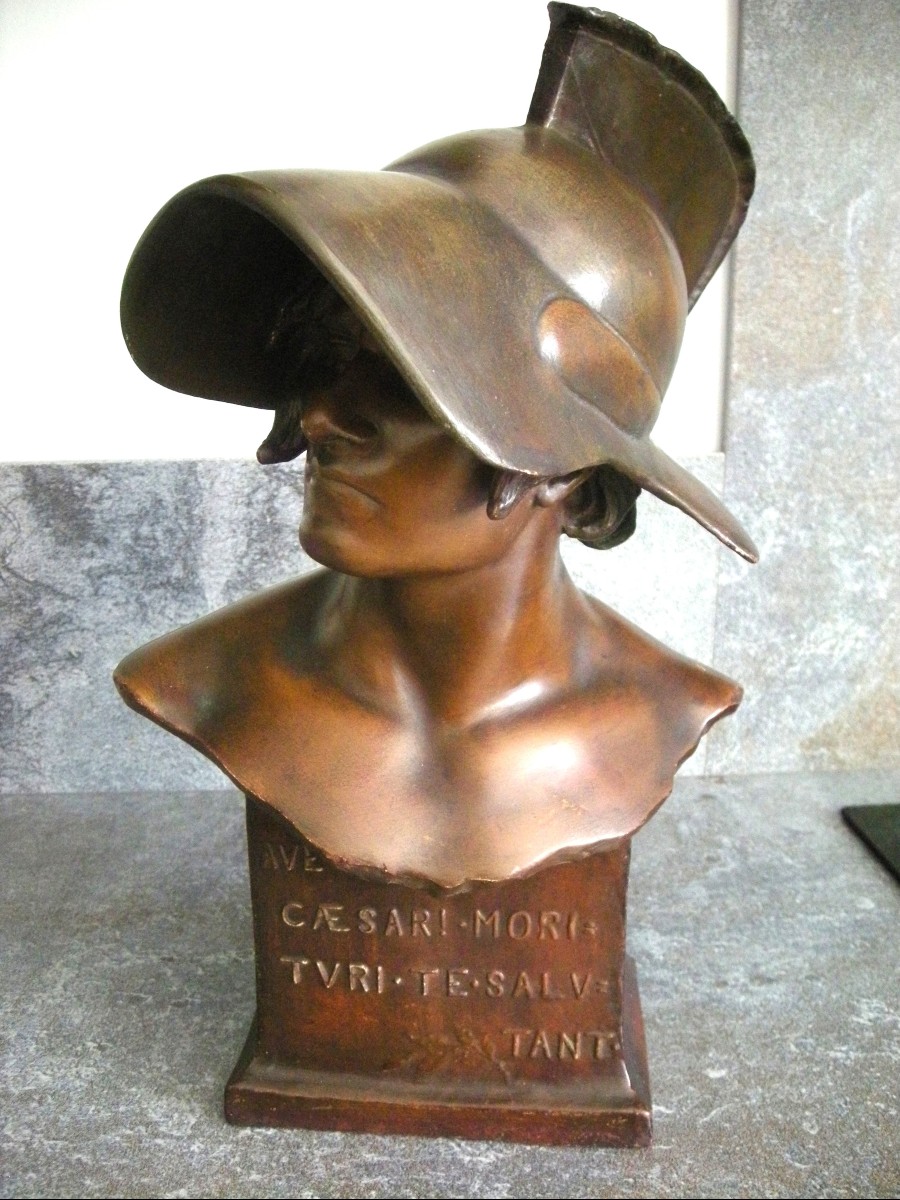 Terracotta Bust "gladiator Helmet" By Goldscheider