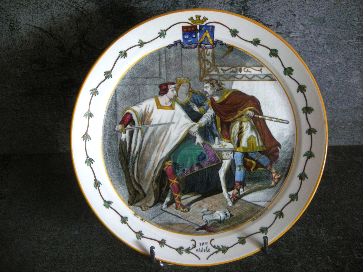 8 Earthenware Plates 1876 "national Costumes" From Creil And Montereau-photo-2