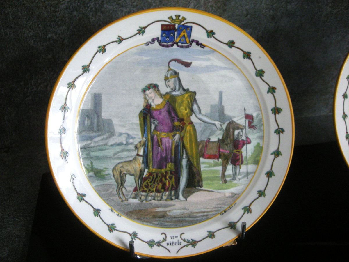 6 Earthenware Plates 1876 "national Costumes" From Creil And Montereau-photo-3