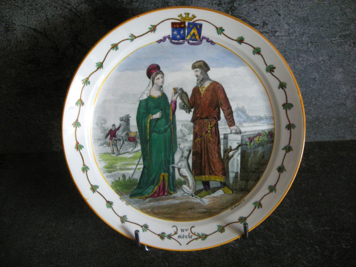 8 Earthenware Plates 1876 "national Costumes" From Creil And Montereau-photo-2