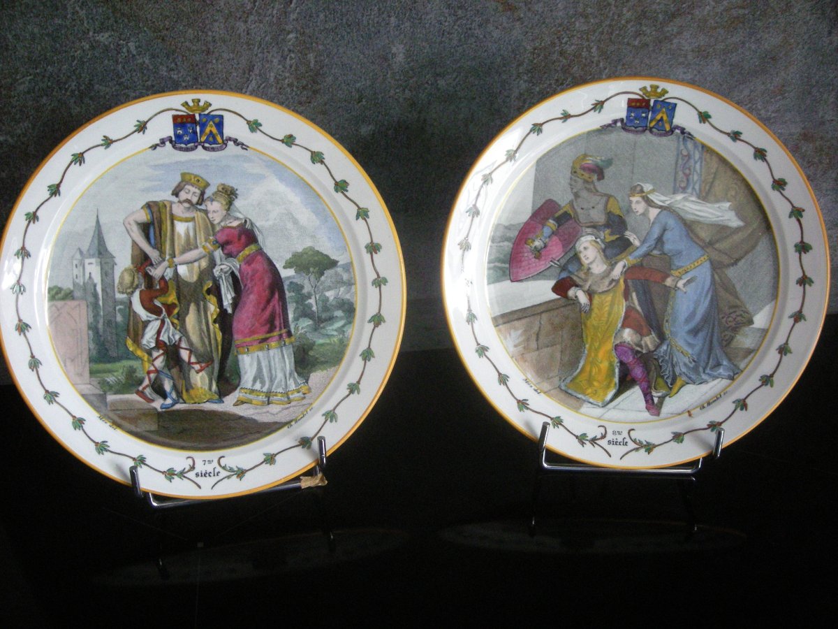6 Earthenware Plates 1876 "national Costumes" From Creil And Montereau-photo-1