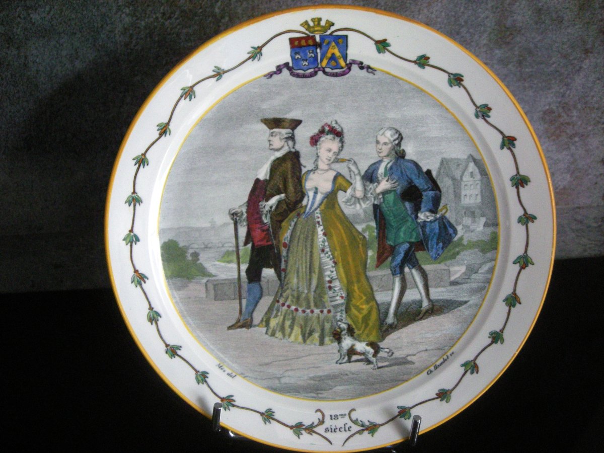 6 Earthenware Plates 1876 "national Costumes" From Creil And Montereau-photo-6