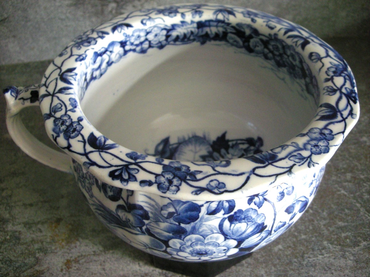 Pot  de  Chambre  Faïence  XIXème  " Flora "  de  Creil Montereau-photo-2