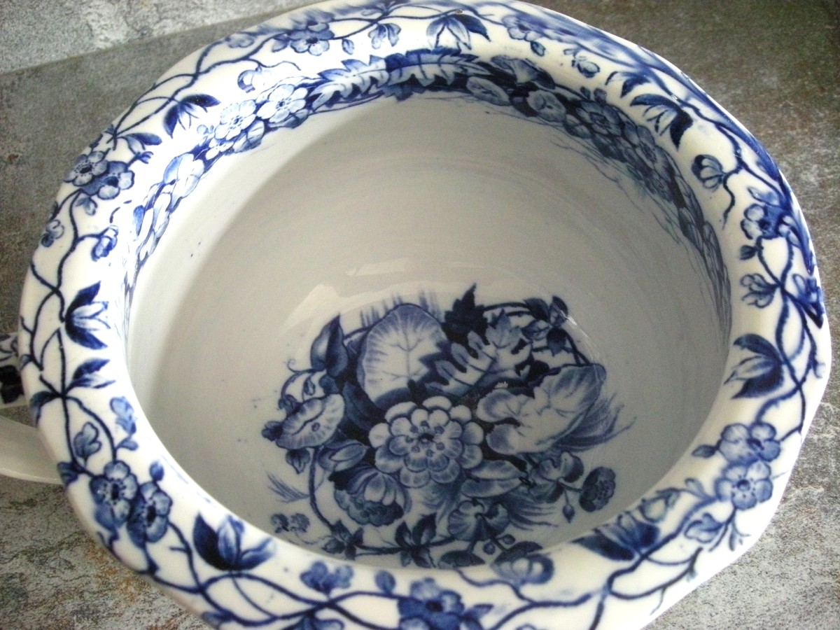 Pot  de  Chambre  Faïence  XIXème  " Flora "  de  Creil Montereau-photo-3