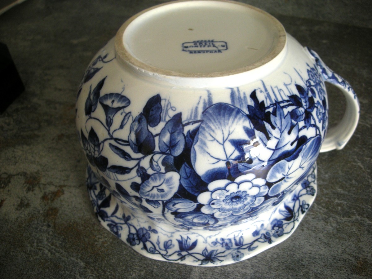 Pot  de  Chambre  Faïence  XIXème  " Flora "  de  Creil Montereau-photo-4
