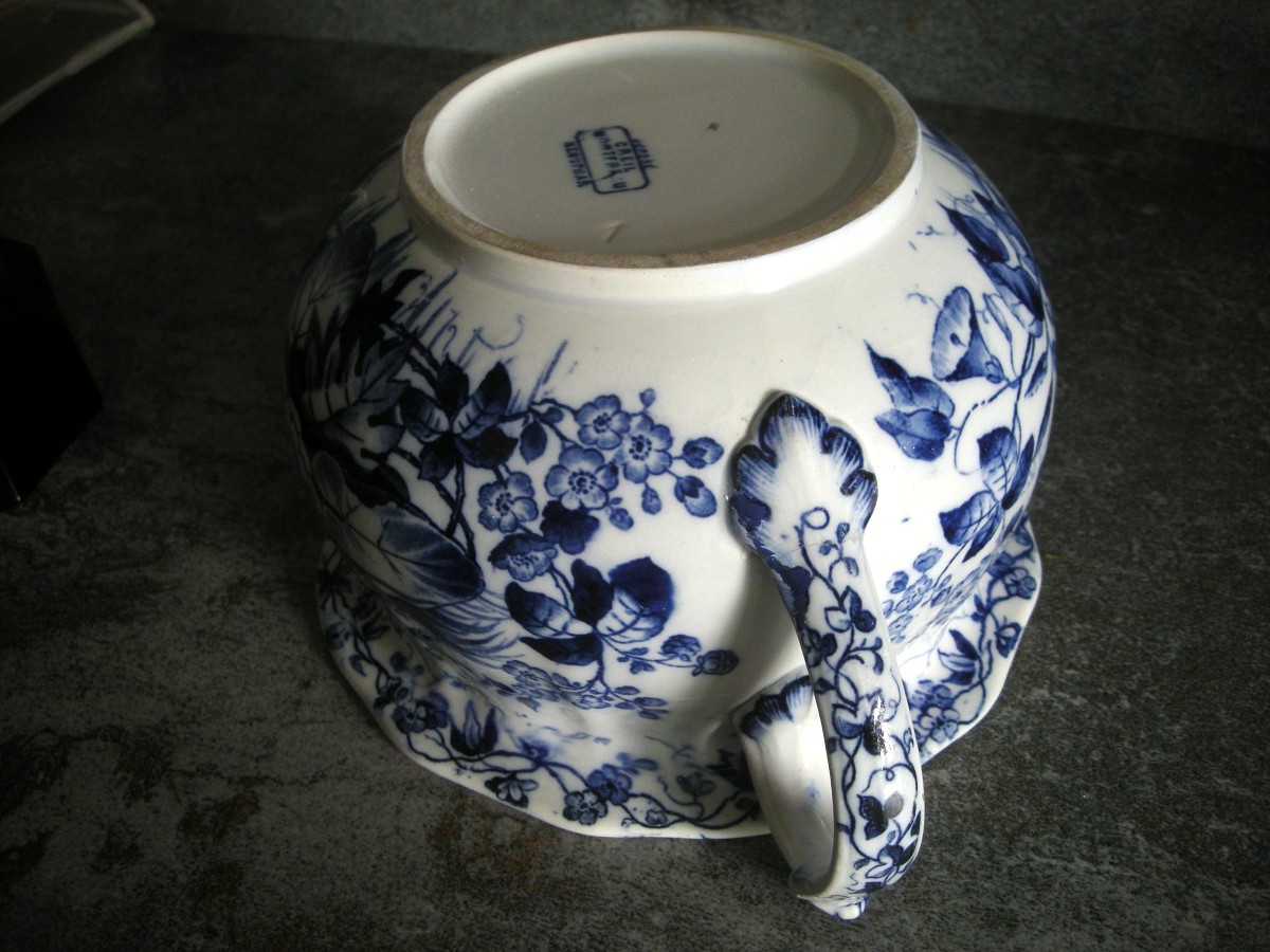 Pot  de  Chambre  Faïence  XIXème  " Flora "  de  Creil Montereau-photo-6