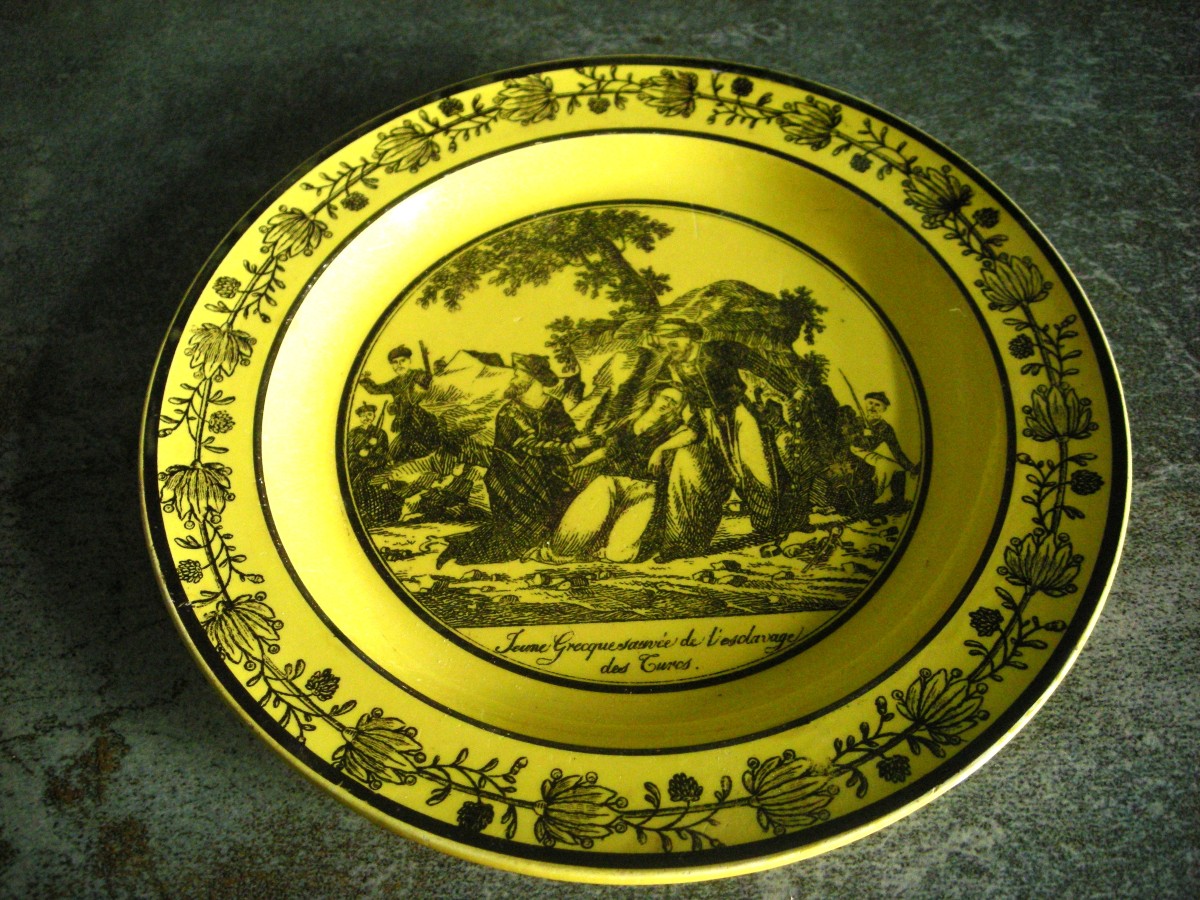 Yellow Earthenware Plate On Greek Independence 1830 Choisy Le Roi-photo-1