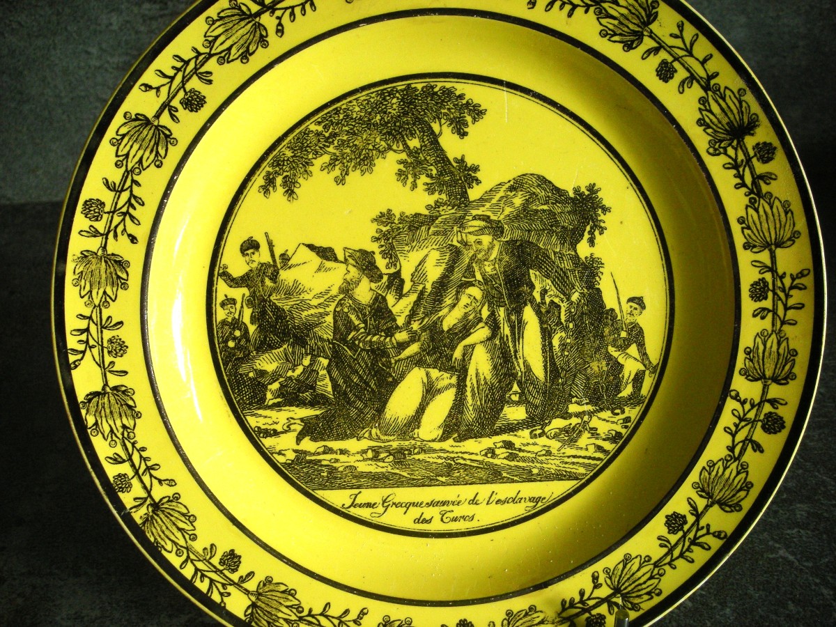 Yellow Earthenware Plate On Greek Independence 1830 Choisy Le Roi