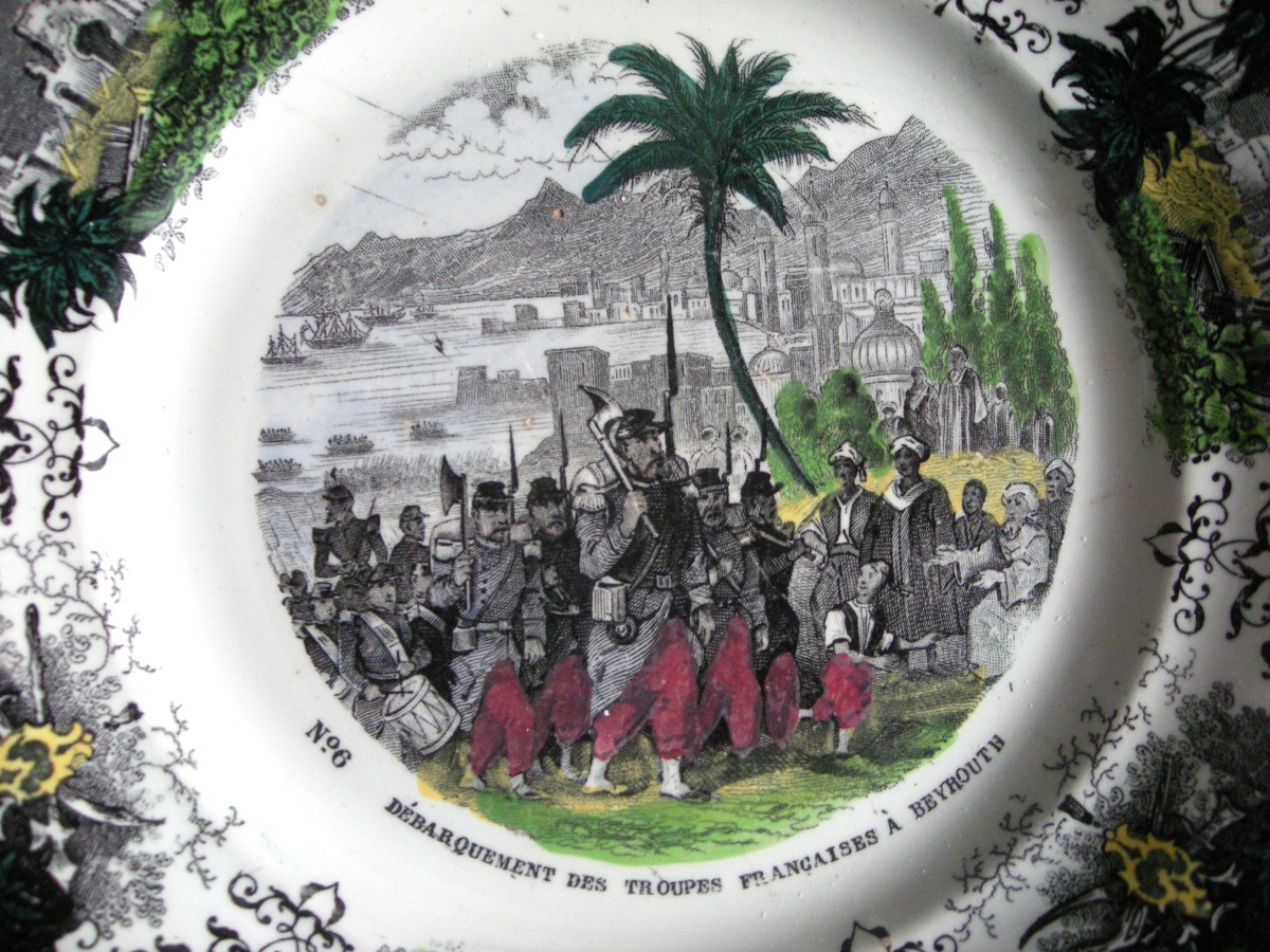 Assiette  Faïence  XIXème  "  Les  Massacres  des  Chrétiens  au  Liban - Syrie  "-photo-3
