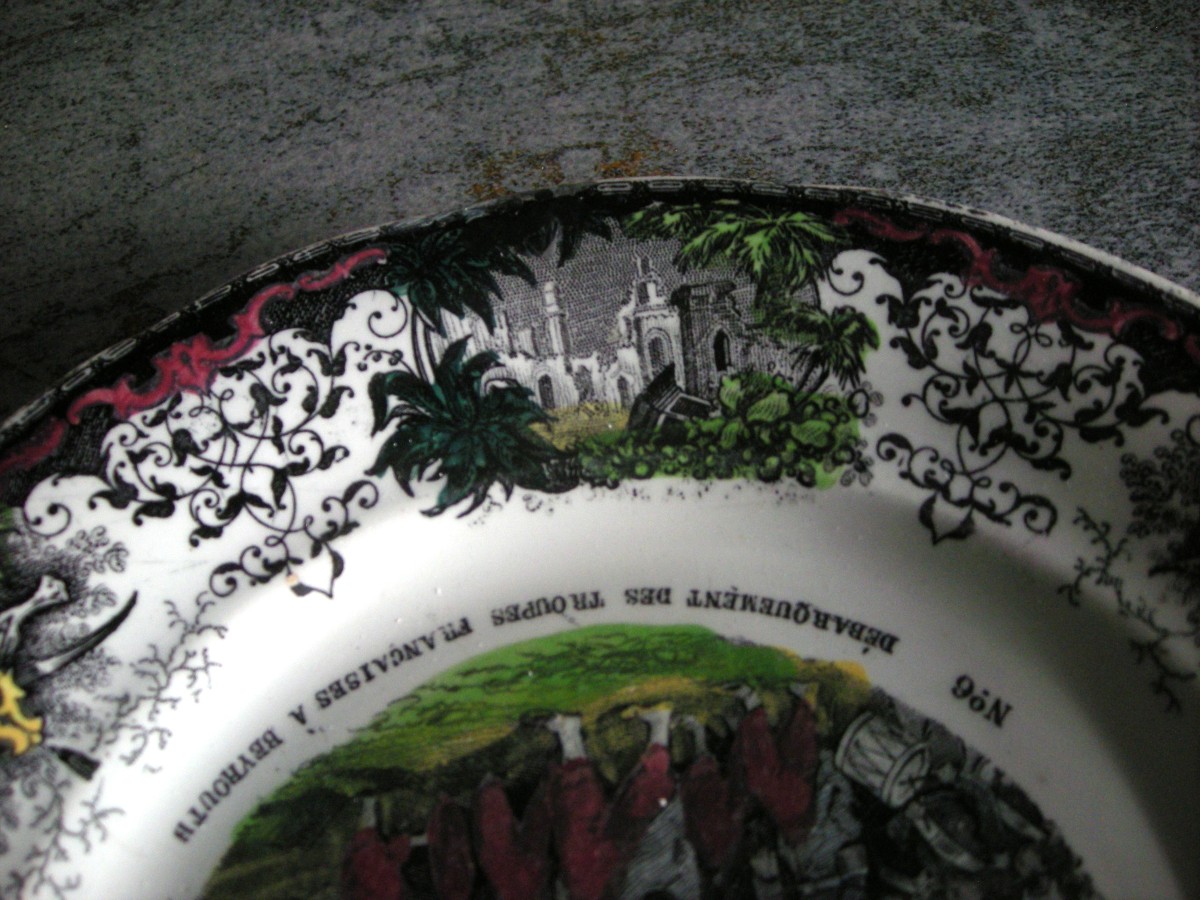 Assiette  Faïence  XIXème  "  Les  Massacres  des  Chrétiens  au  Liban - Syrie  "-photo-2