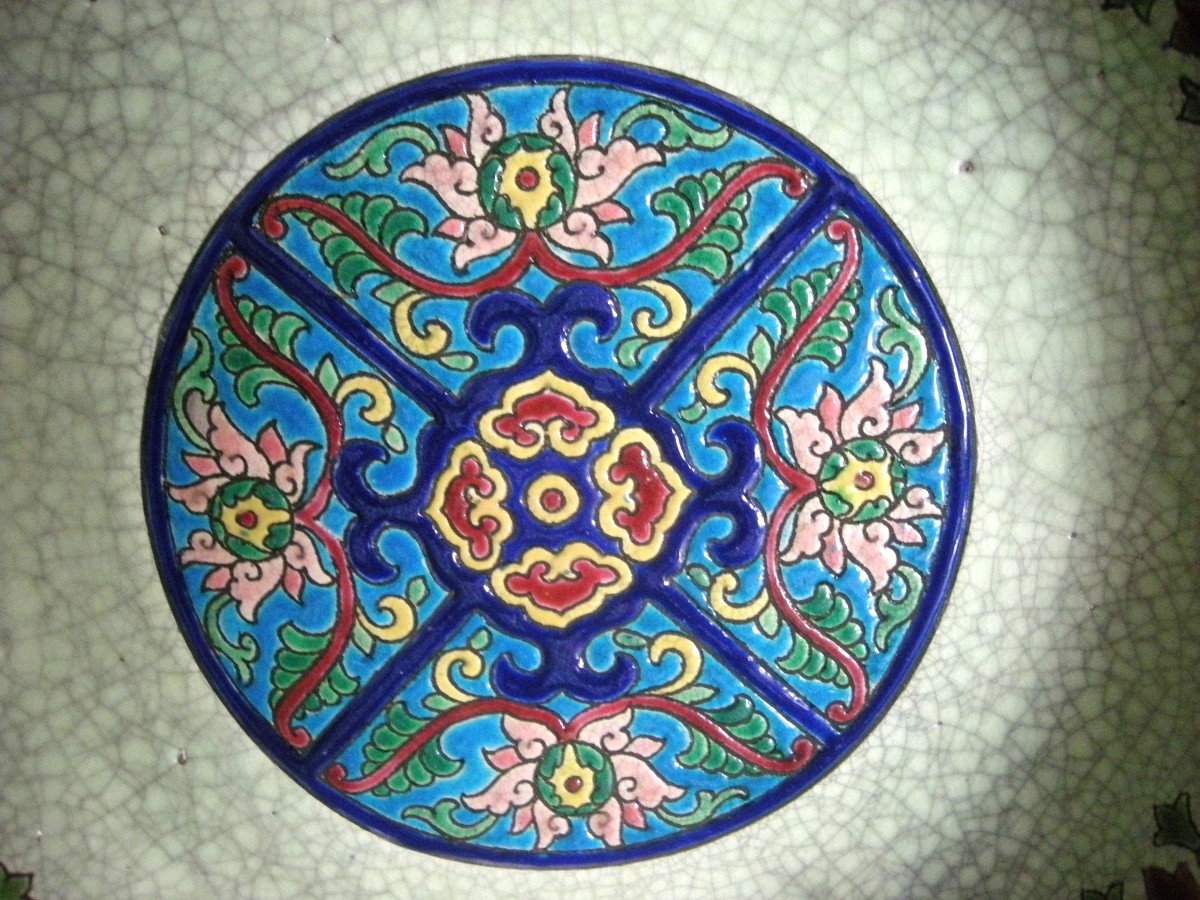 20th Century Art Deco Enamelled Bowl On Foot, Longwy-photo-4