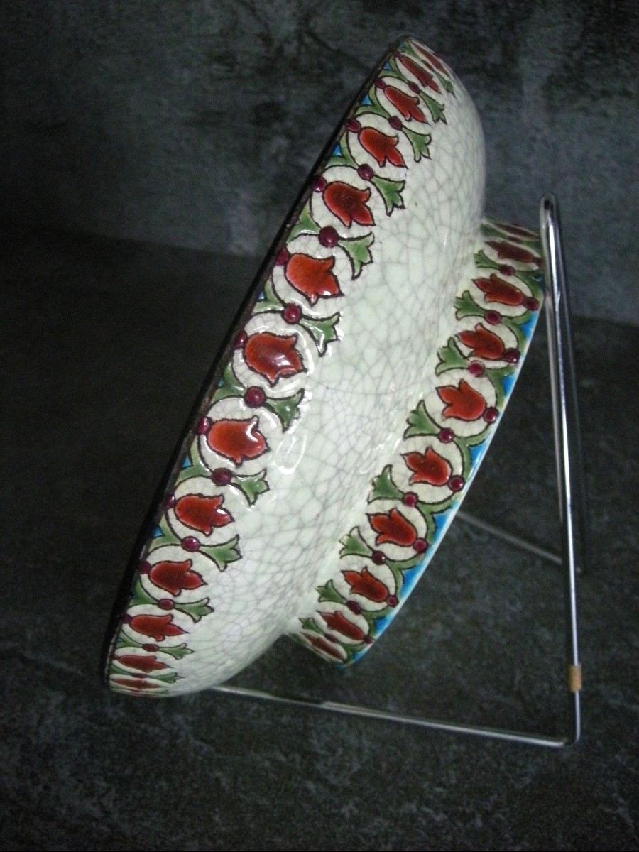 20th Century Art Deco Enamelled Bowl On Foot, Longwy-photo-1