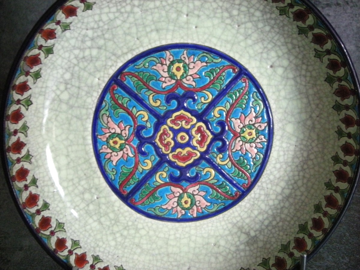 20th Century Art Deco Enamelled Bowl On Foot, Longwy