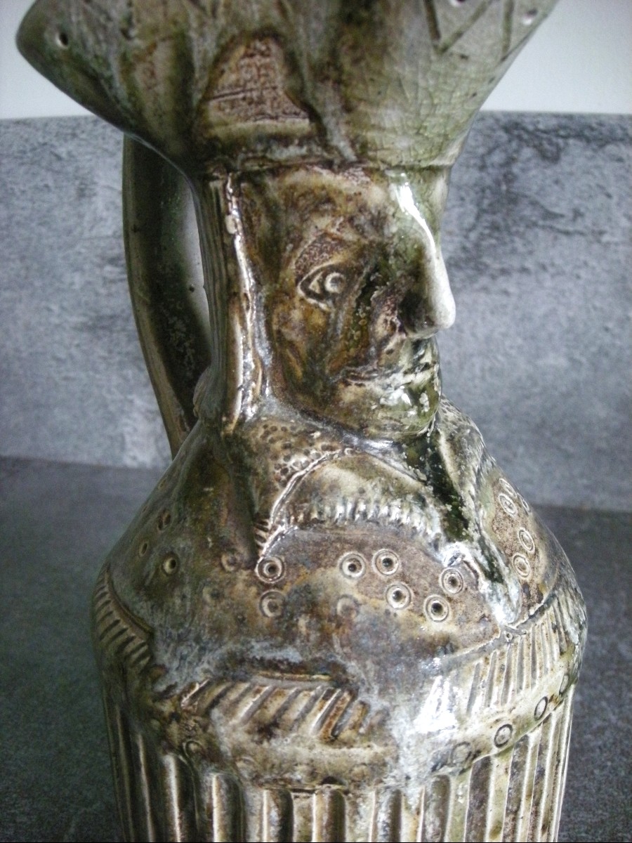 Pichet  Anthropomorphe  XIXème  en  Grès  LA  BORNE-photo-2