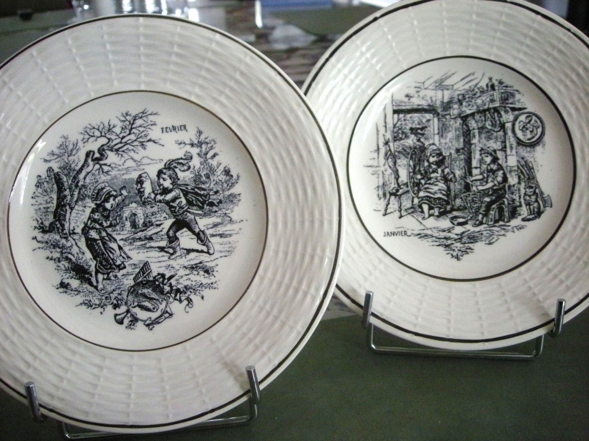 12 20th Century Dessert Plates, Sarreguemines Months Theme-photo-3