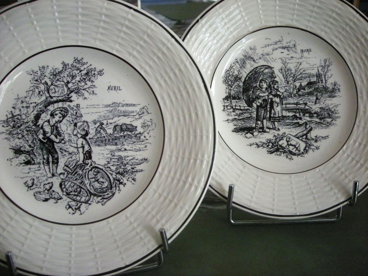 12 20th Century Dessert Plates, Sarreguemines Months Theme-photo-4