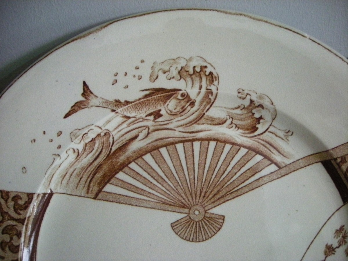 6  Assiettes  Grand Diamètre  Service Eventail  de  Jules Vieillard Bordeaux-photo-4