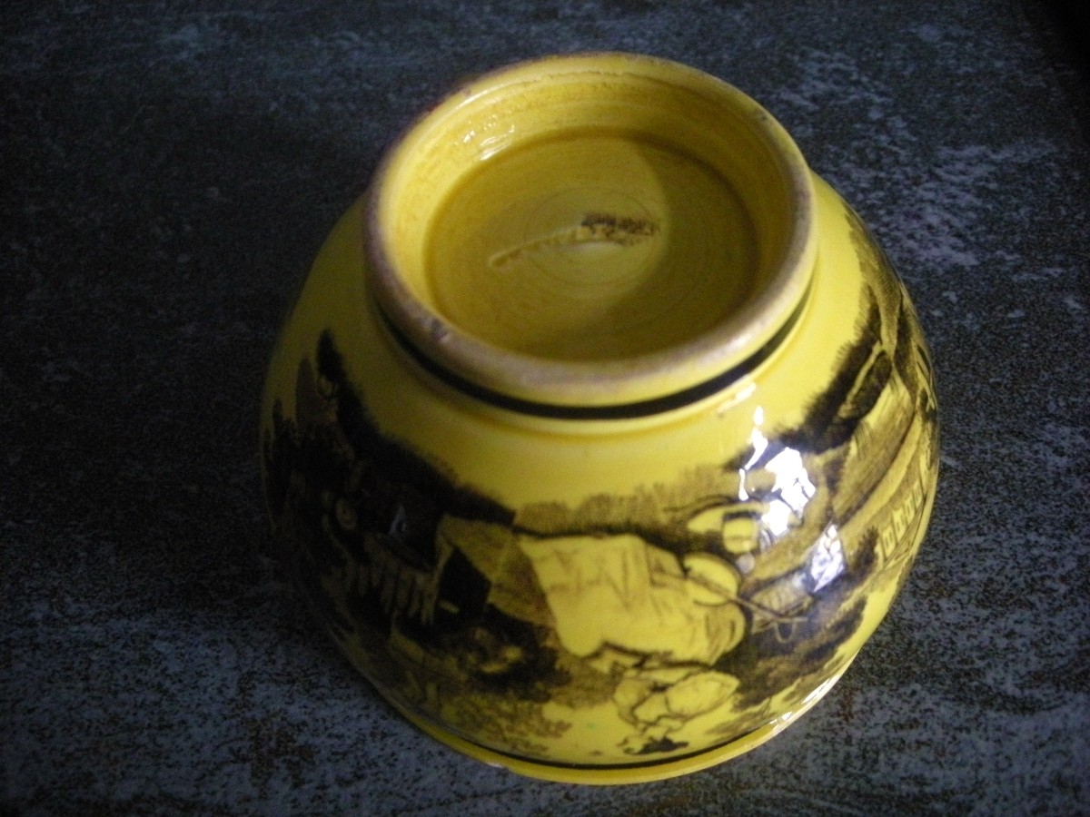 Tasse  chocolat  XIXème Faïence Fine Jaune  Décor  Oiseau-photo-4