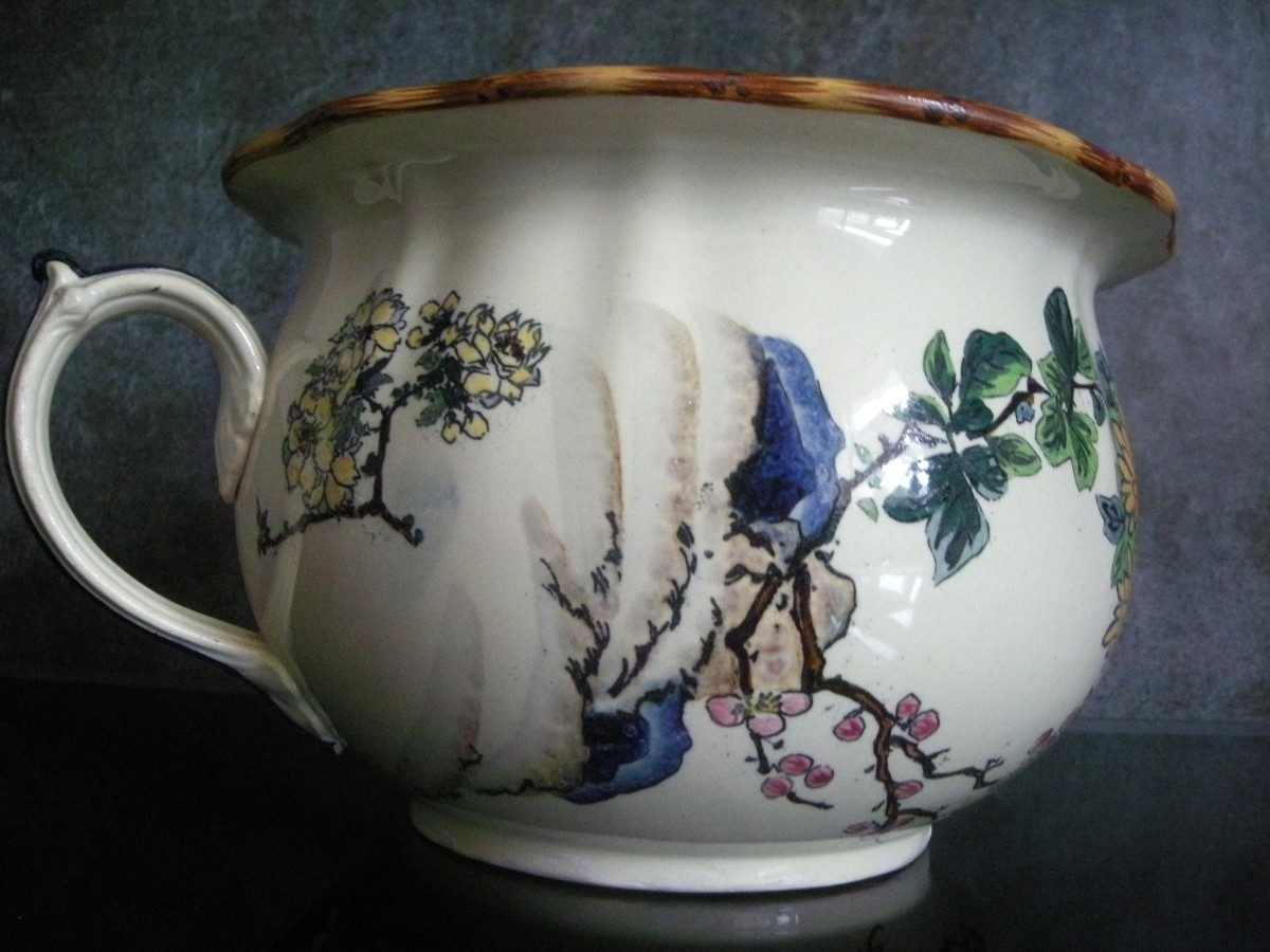 Chamber Pot, Fine Earthenware, "egyptian" Service By Creil Montereau-photo-2