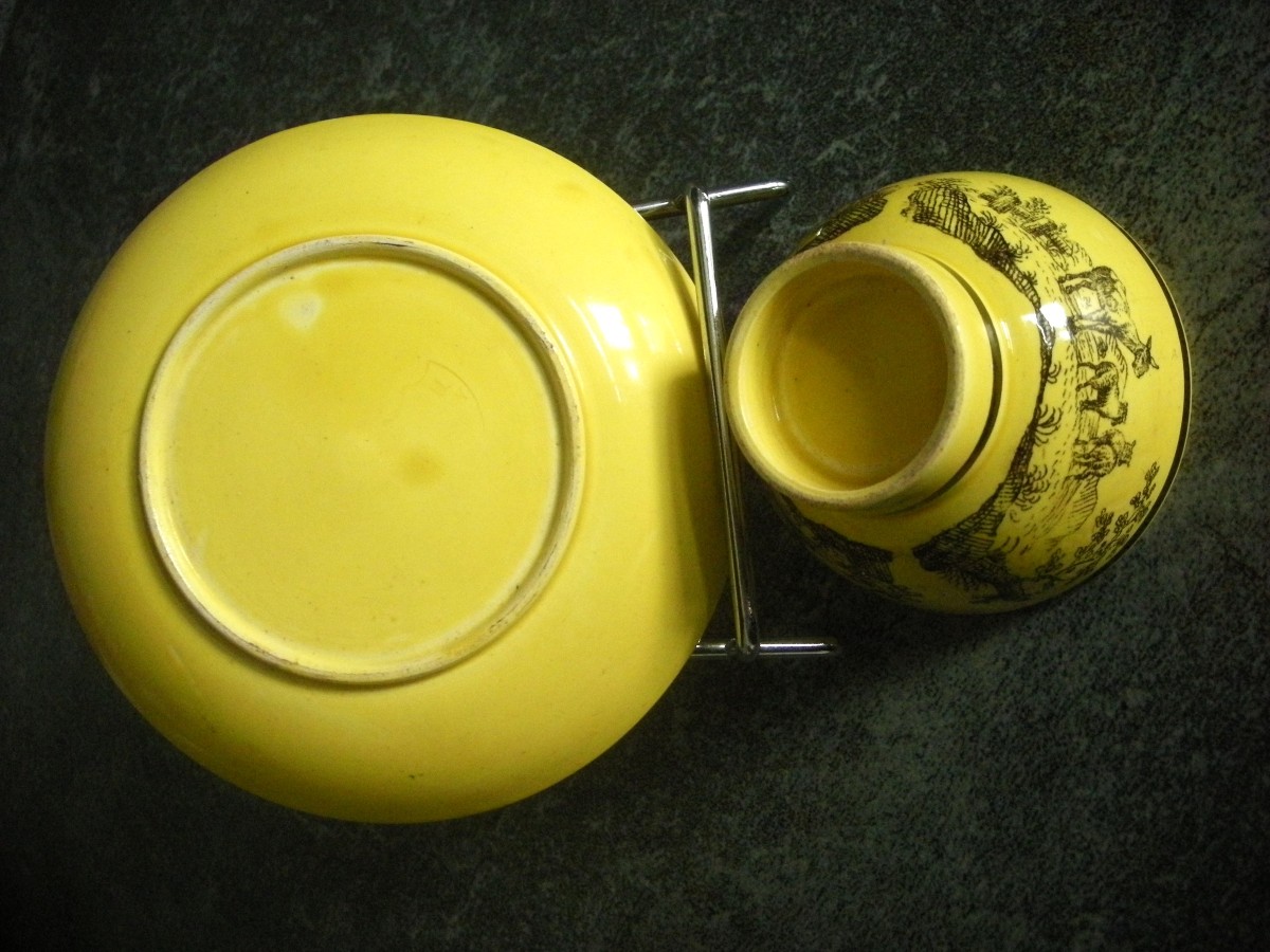 Fine Yellow Earthenware Alcohol Bowl And Saucer, 1830, Choisy Le Roi-photo-2