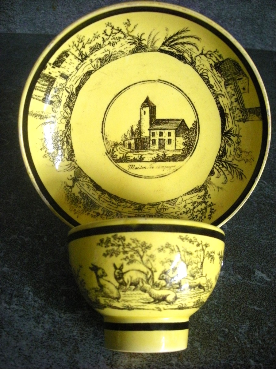 Fine Yellow Earthenware Alcohol Bowl And Saucer, 1830, Choisy Le Roi