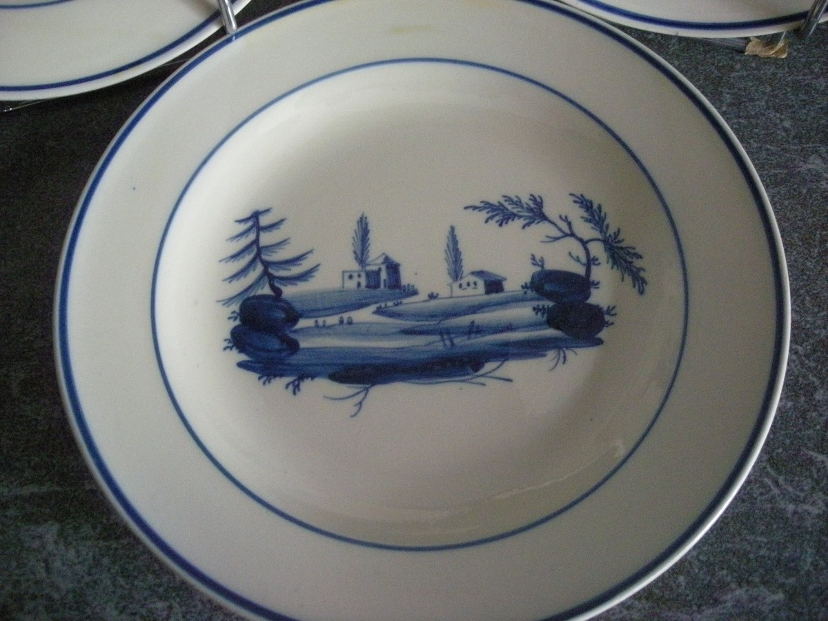 3 Fine Earthenware Plates From The Early 1800s By Toul Bellevue-photo-4