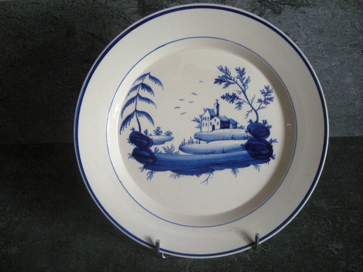 Assiette  Faïence  Fine  peinte  main  1800  Toul  Bellevue-photo-2