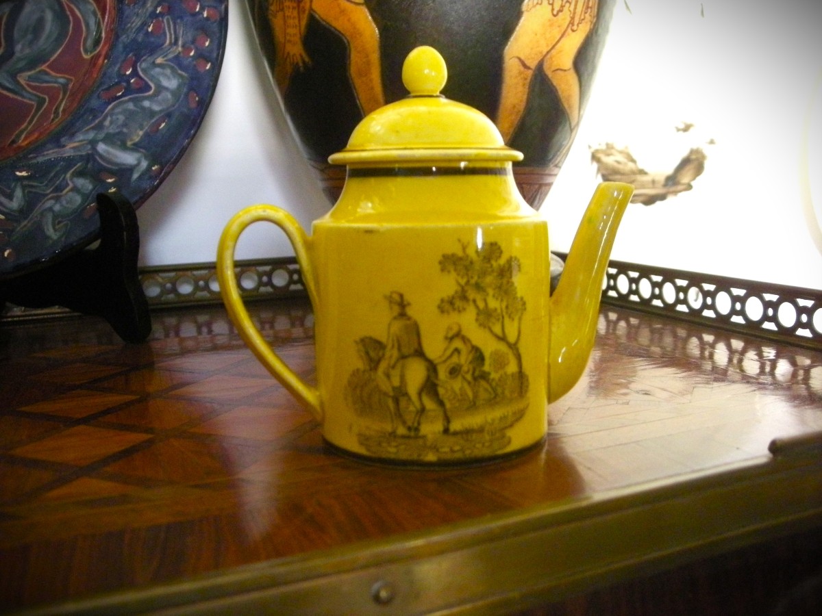 Théière  Faïence  Fine  Jaune  1825  Manufacture  de  Montereau-photo-2