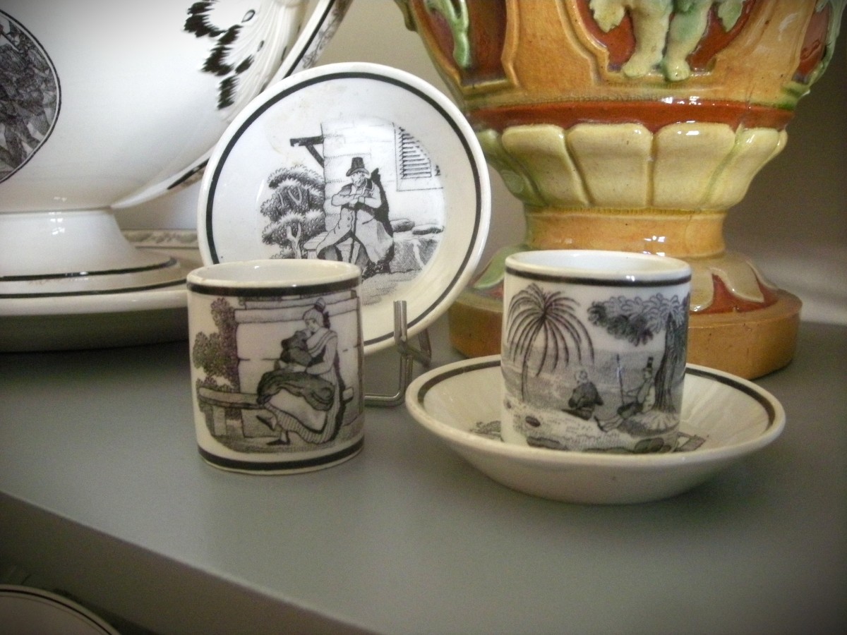 Two Cups And Saucers, Grisaille Decoration, 1824, Choisy Le Roi Factory-photo-3