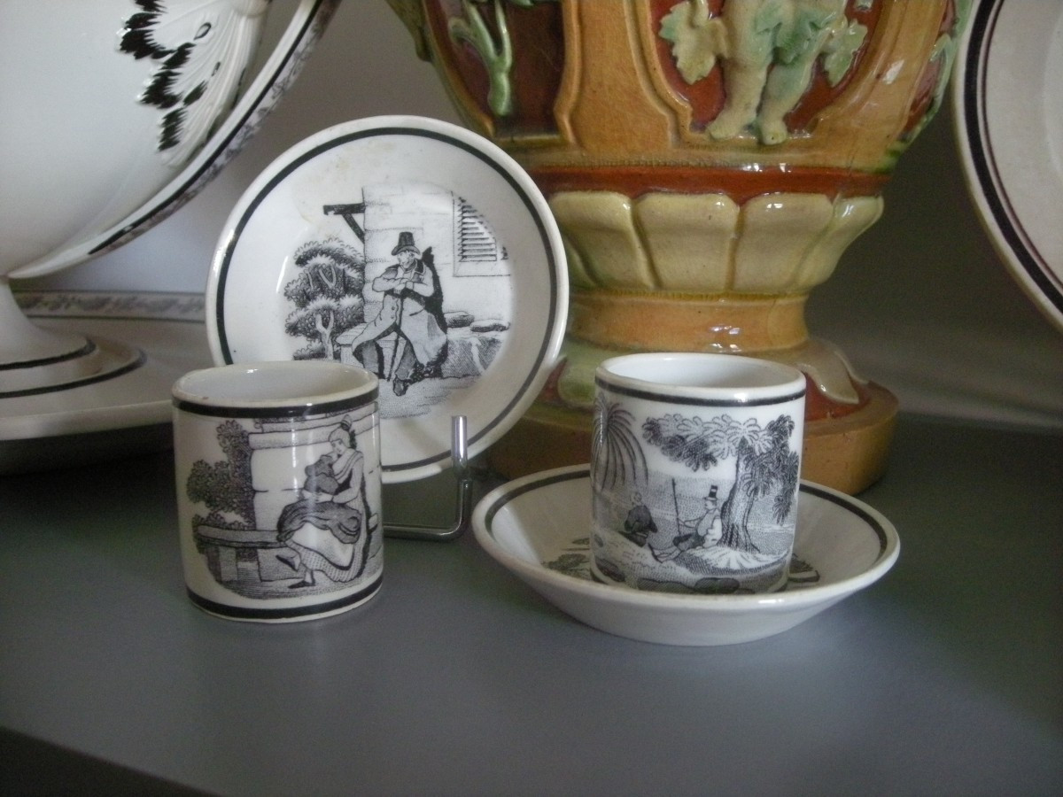 Two Cups And Saucers, Grisaille Decoration, 1824, Choisy Le Roi Factory-photo-2