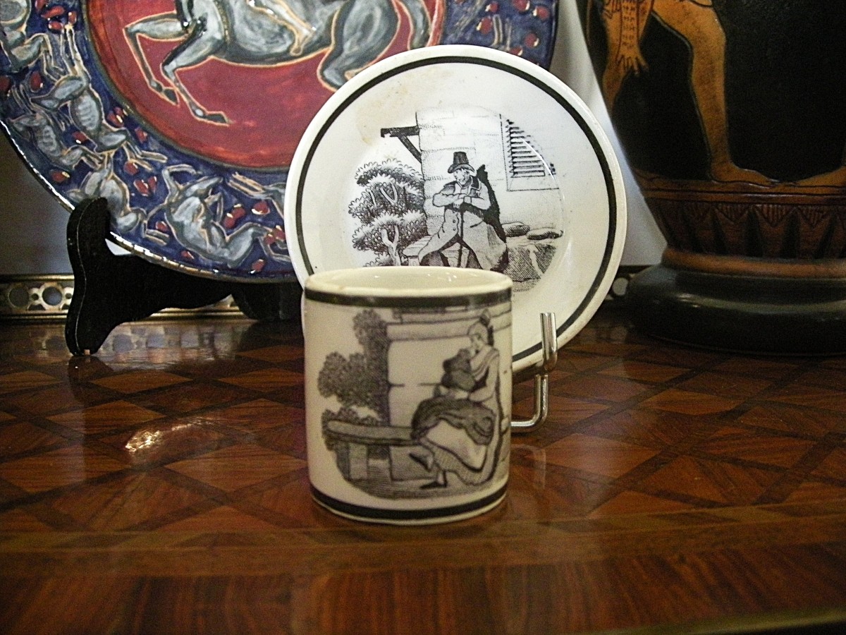 Two Cups And Saucers, Grisaille Decoration, 1824, Choisy Le Roi Factory-photo-3