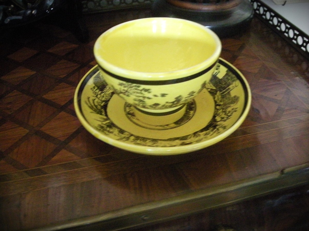 Fine Yellow Earthenware Alcohol Bowl And Saucer, 1830, Choisy Le Roi-photo-3