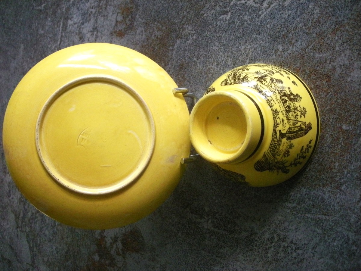 Fine Yellow Earthenware Alcohol Bowl And Saucer, 1830, Choisy Le Roi-photo-5