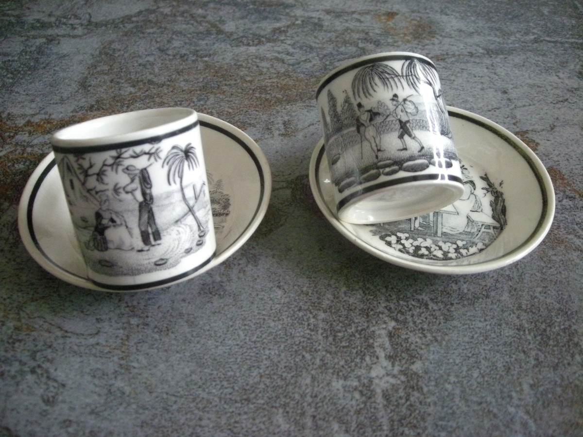 Two Cups And Saucers, Grisaille Decoration, 1824, Choisy Le Roi Factory-photo-7