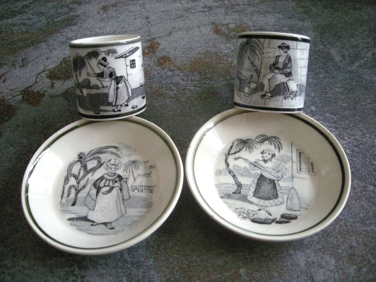 Two Cups And Saucers, Grisaille Decoration, 1824, Choisy Le Roi Factory-photo-2