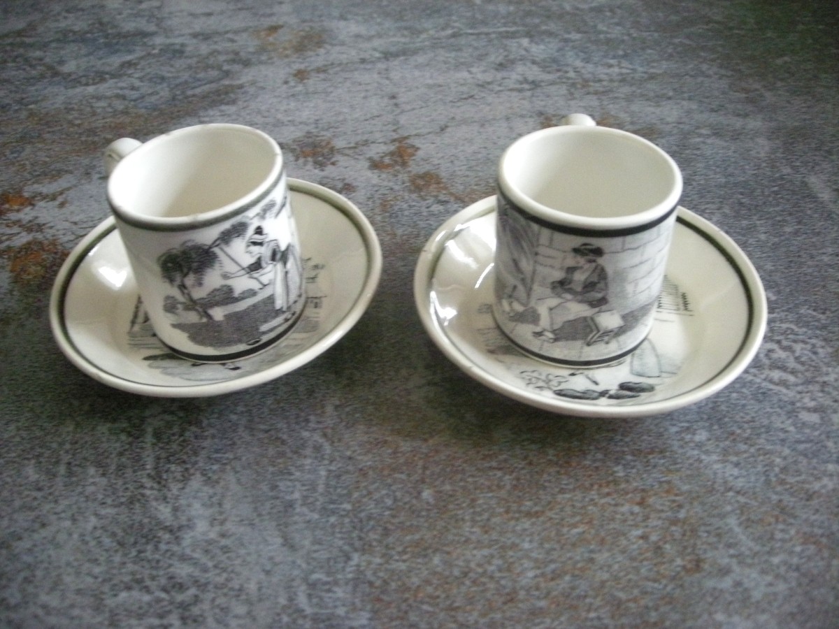 Two Cups And Saucers, Grisaille Decoration, 1824, Choisy Le Roi Factory-photo-5