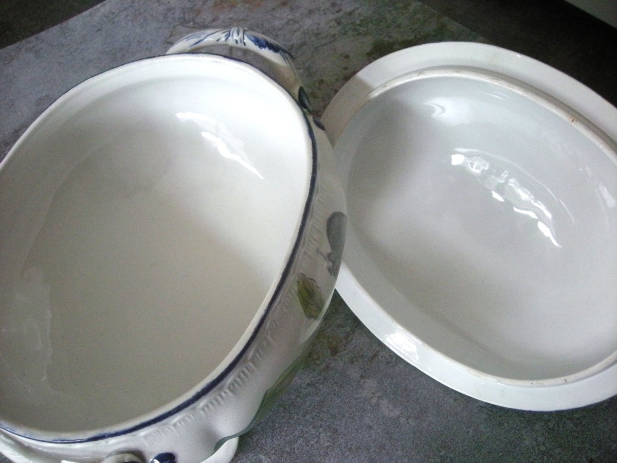 Soupière  Faïence  1884  décor  Japonisant  signée  Escalier de Cristal  Paris-photo-5