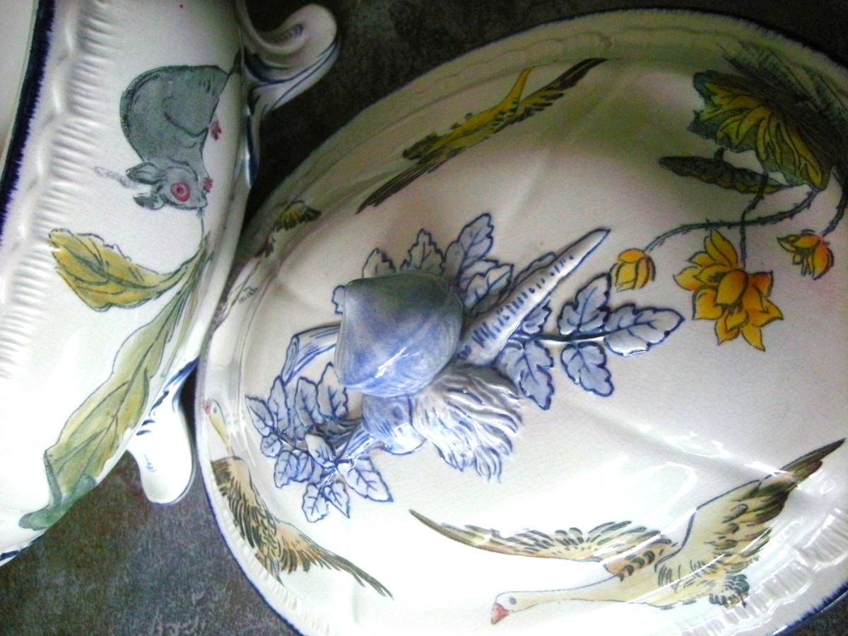 Soupière  Faïence  1884  décor  Japonisant  signée  Escalier de Cristal  Paris-photo-7