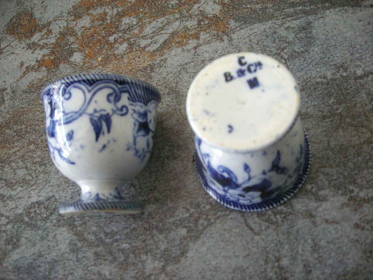 Deux  Coquetiers  vers  1869  Service  Flora  de  Creil  et  Montereau-photo-3