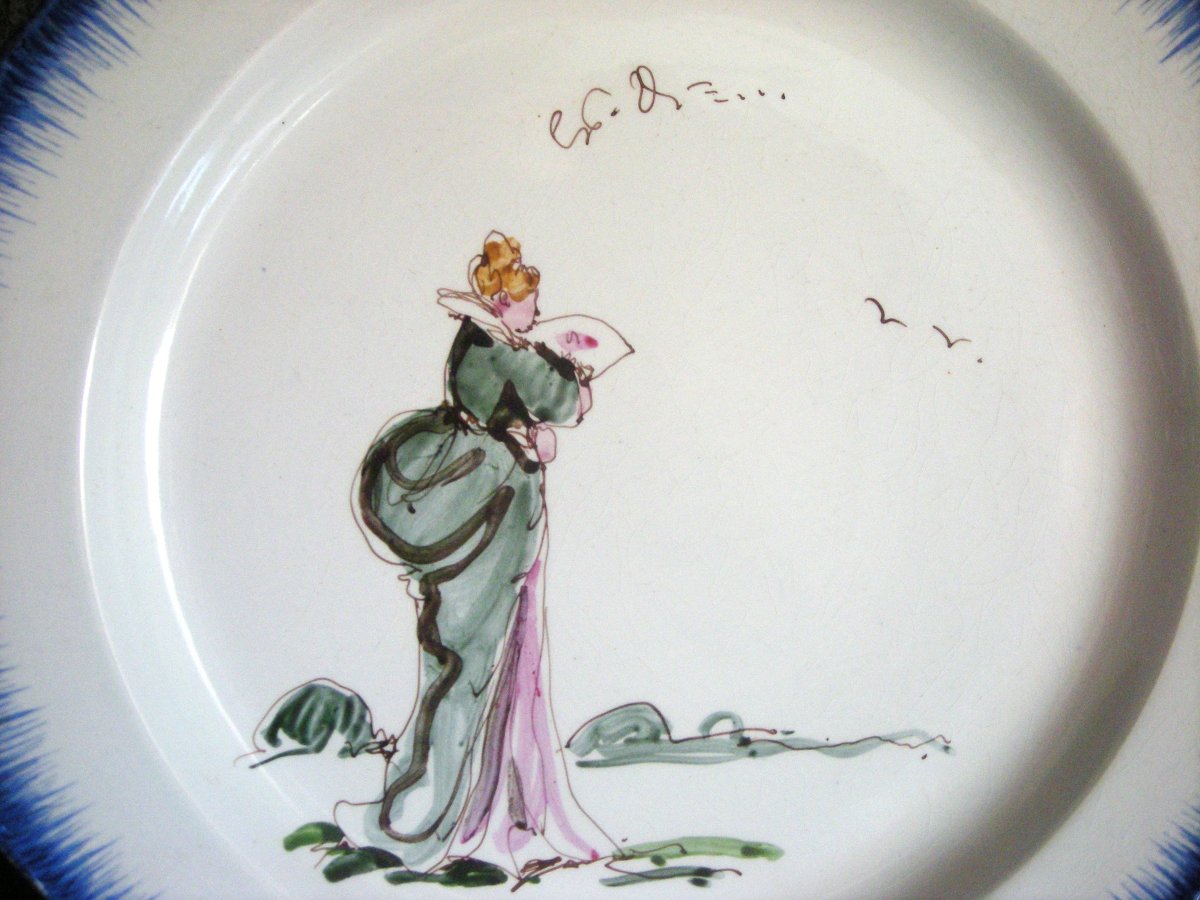 3 Faience Plates By Félix Bracquemont Second Service Rousseau.-photo-4