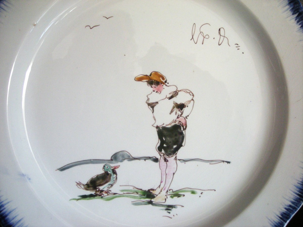 3 Faience Plates By Félix Bracquemont Second Service Rousseau.-photo-6