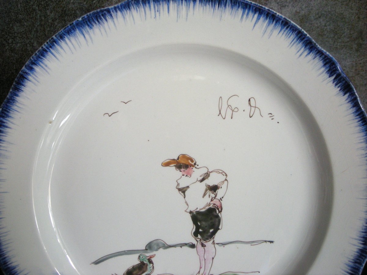 2 Faience Plates By Félix Bracquemont Second Service Rousseau.-photo-3