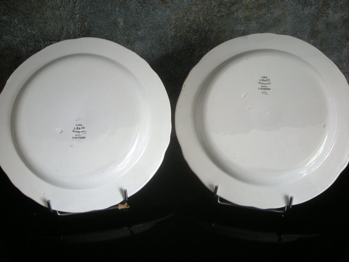 2 Faience Plates By Félix Bracquemont Second Service Rousseau.-photo-4