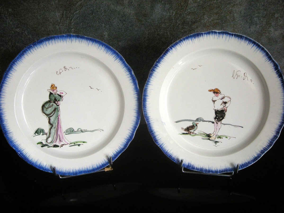 2 Faience Plates By Félix Bracquemont Second Service Rousseau.