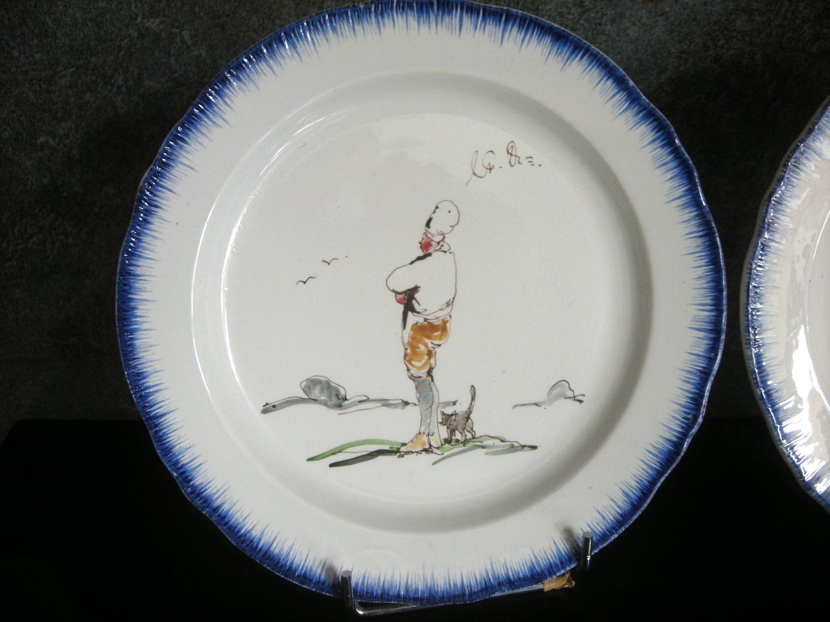 2 Earthenware Plates By Félix Bracquemont -photo-2