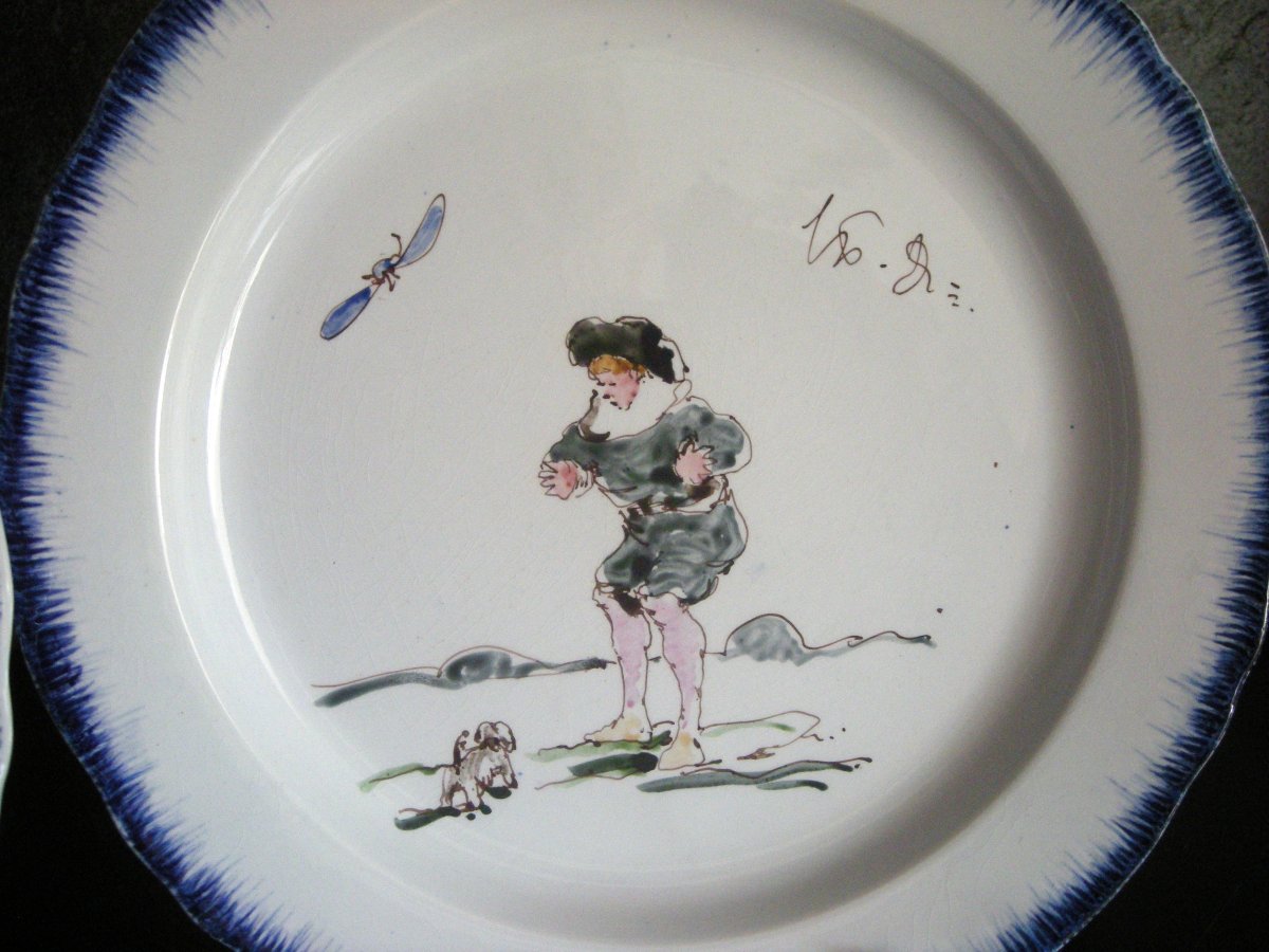 3  Assiettes  de  Félix  Bracquemont  du  Second  Service  ROUSSEAU. -photo-4
