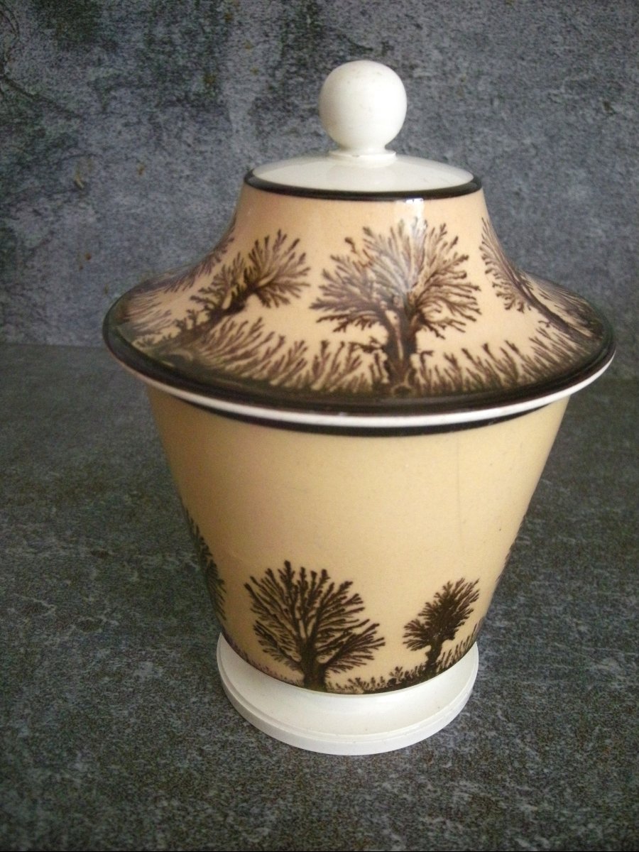 Sucrier  Faïence  Fine  Empire  Décor  Herborisation  de  Creil-photo-1