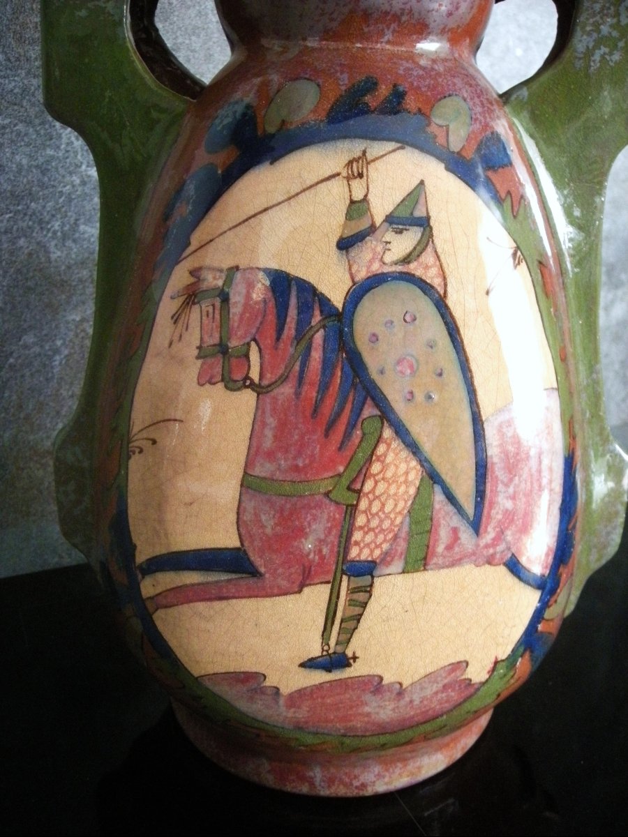 Vase  Grès  Flammé  Art  Nouveau  XXème  Manufacture  Desmant-photo-2